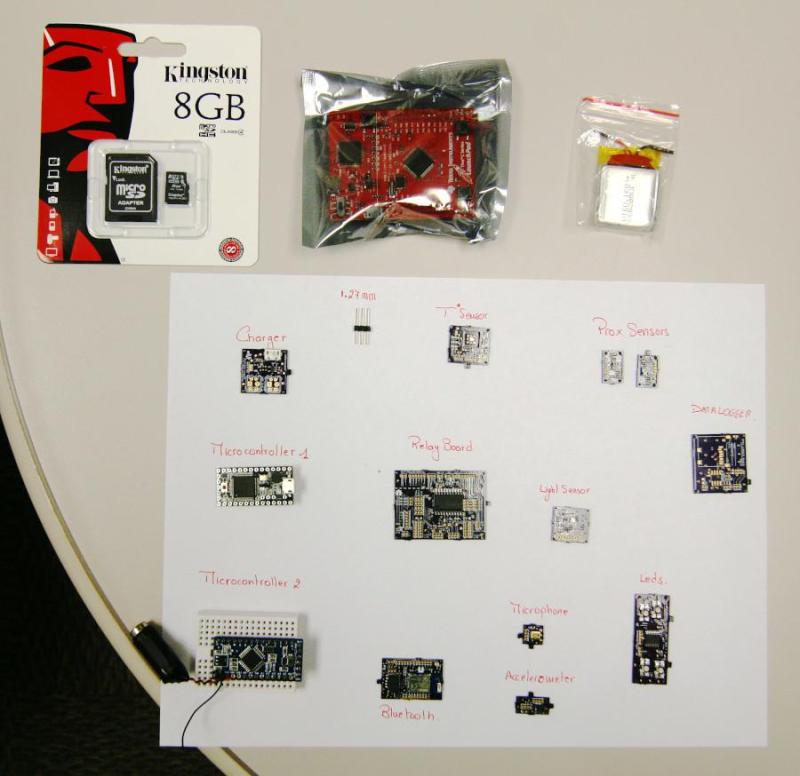 Electronic components spread — maker aesthetic