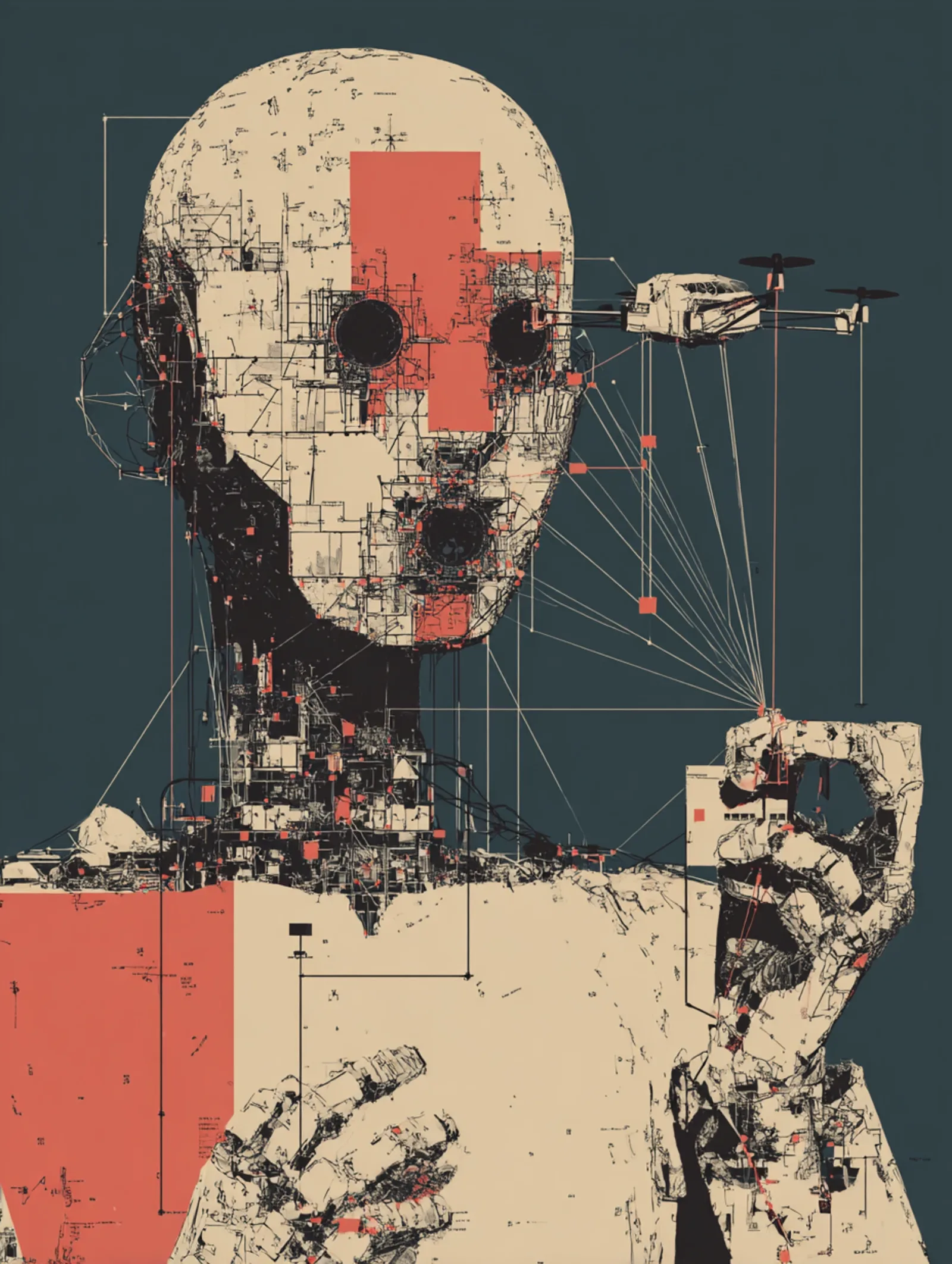 Deconstructed robot head — indoor drone sensing